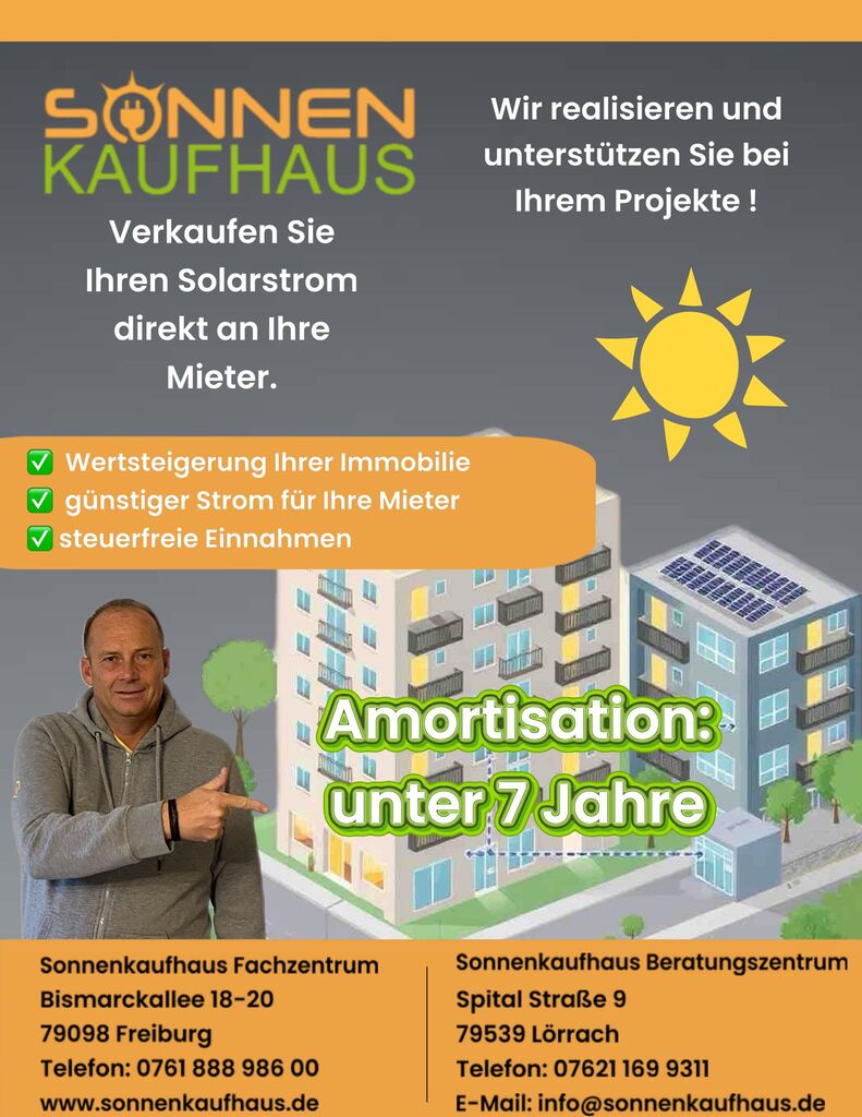 Wir realisieren Ihr Photovoltaik und Mieterstrom Projekt am Kaiserstuhl.